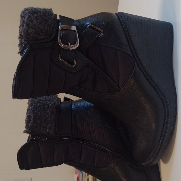 Aliandra Black Wedge Heel Black Winter Fall Boots Size 6 - Picture 2 of 16